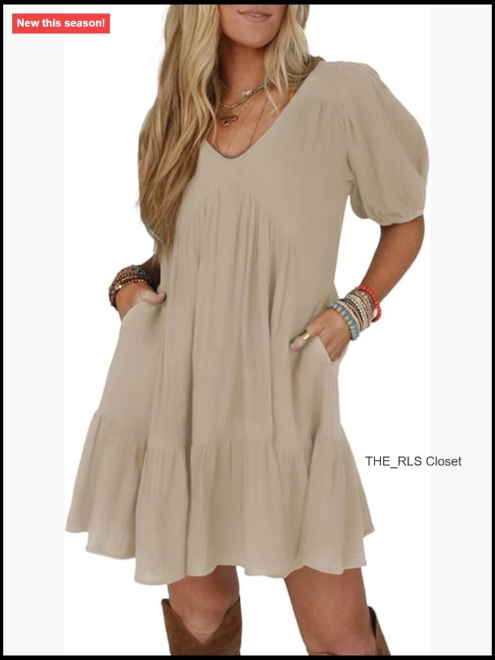 Deep V-Neck Flowy A-Line Mini Sundress Short Sleeve